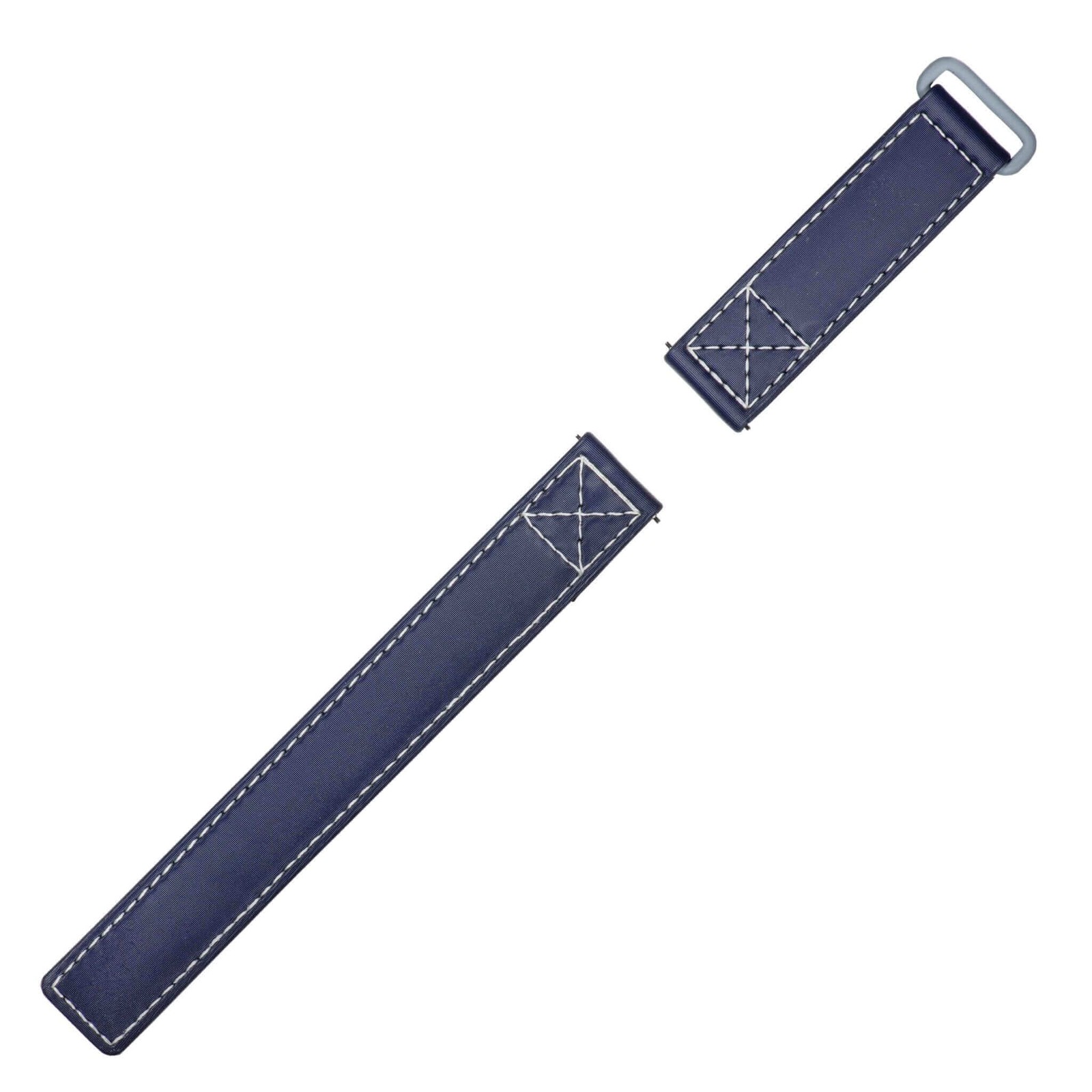 Blue Hook & Loop Watch Band Ecru Stitches 20mm
