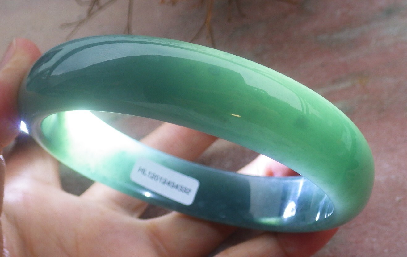 Video Certified Icy Green Natural A JADE Jadeite Bangle Bracelet 69mm 203073 AS