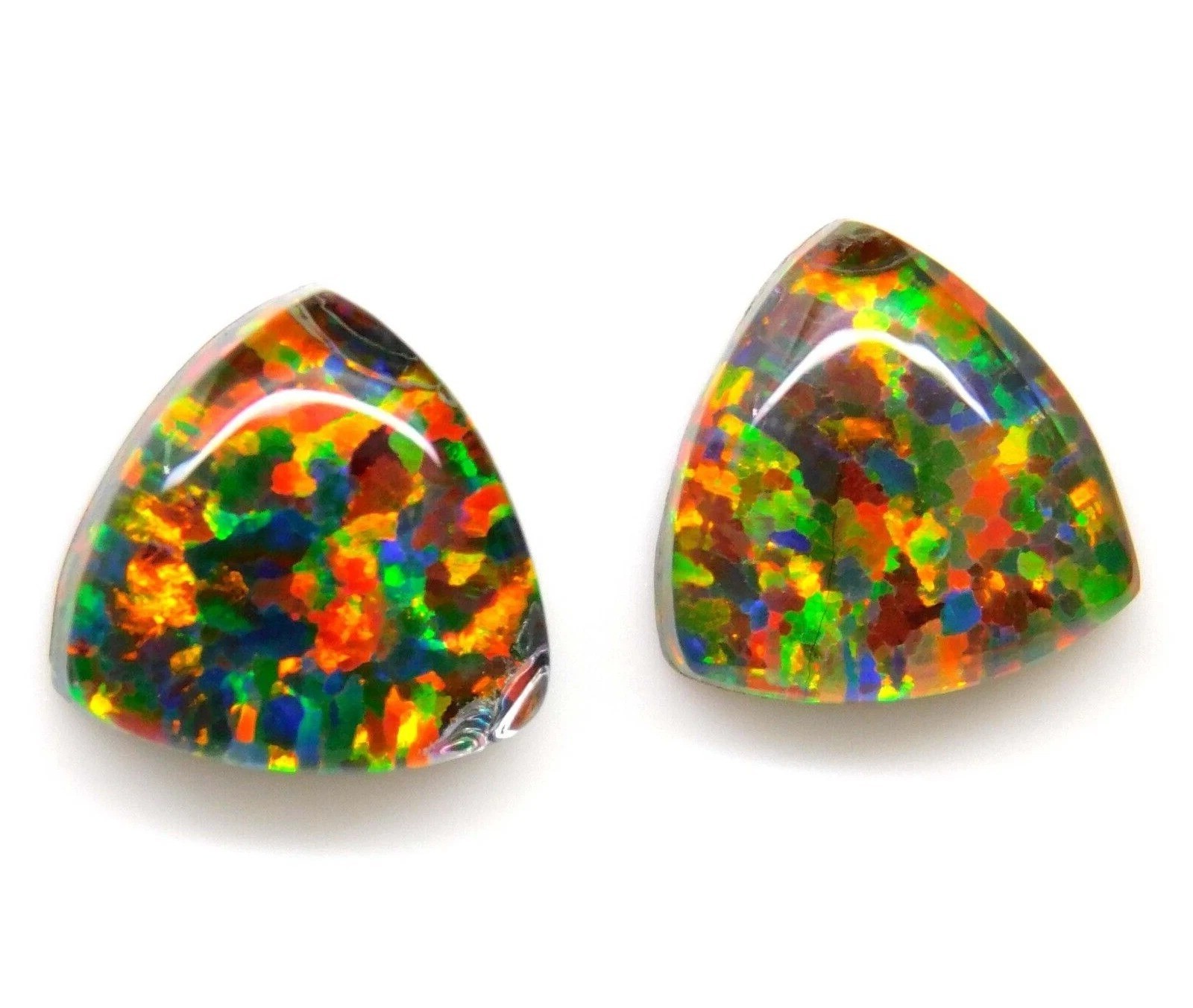 Ethiopian Fire Doublet Opal Trillion 4-6 Ct Pair Natural Certified Gemstone