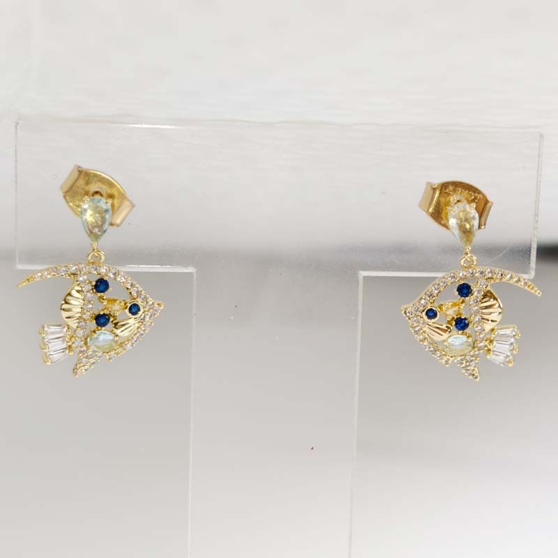 New 25mm Jcrew CZ Fish Drop Earrings Lovely Women Party Vacation Jewelry Gift