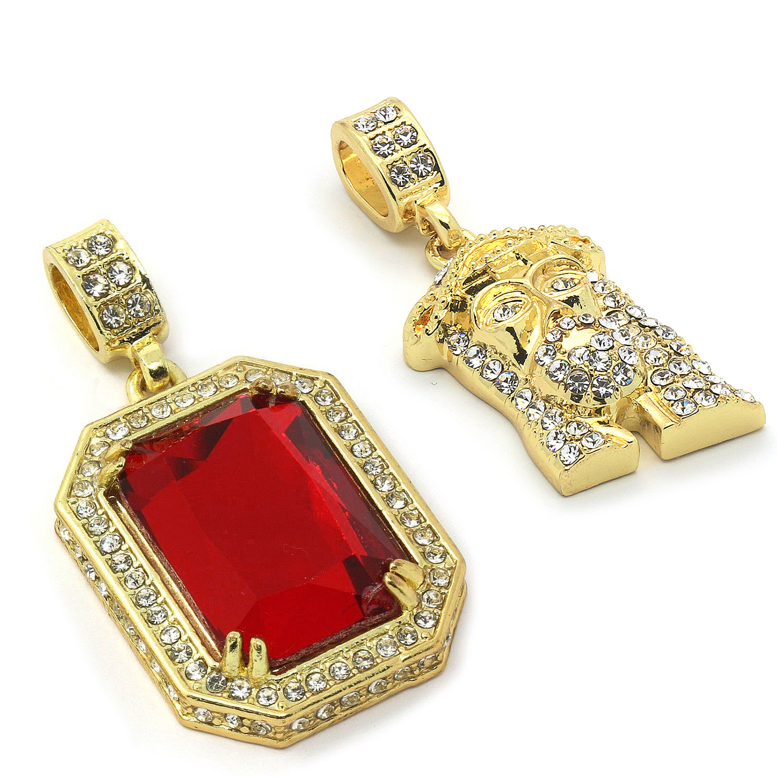 14k Gold Plated Fashion & Jesus Pendant Cubic Zirconia 4mm 30″ & 24″ Rope chain