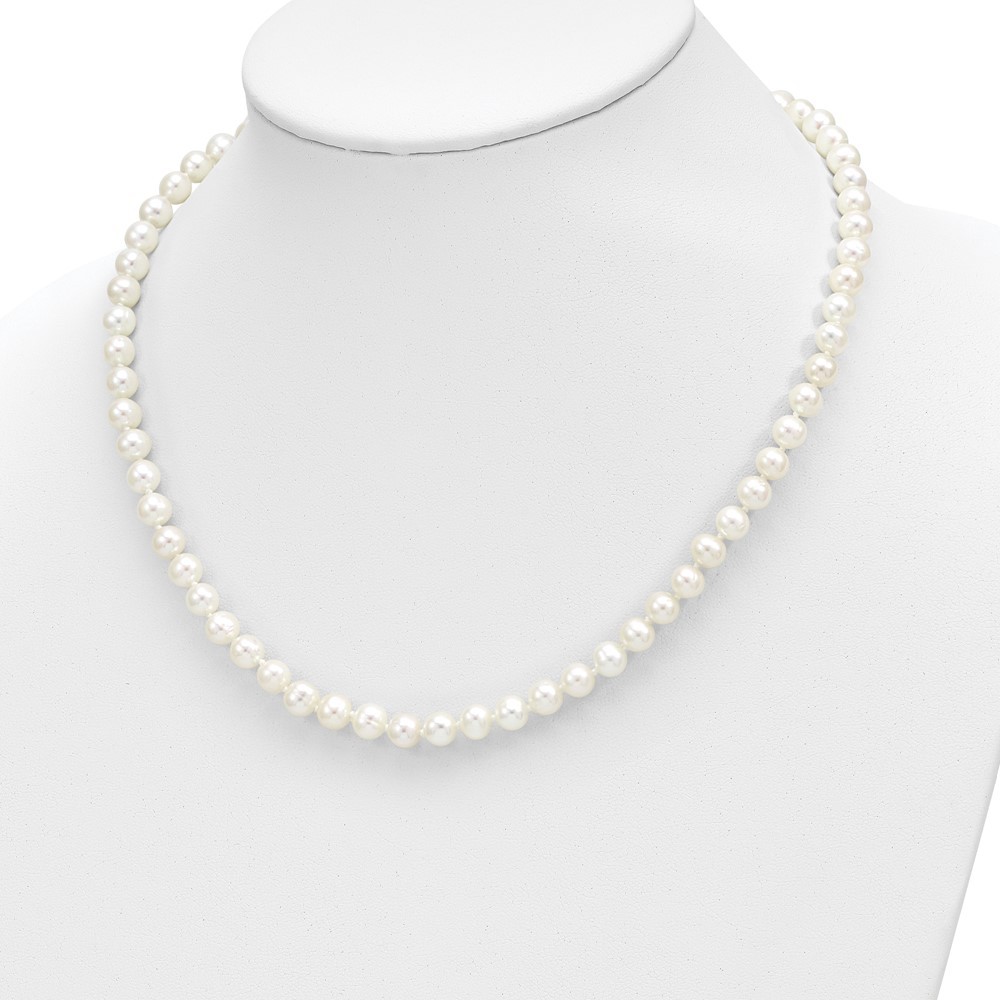 14k Yellow Gold 6-7mm White Round Freshwater Cultured Pearl 7.25 inch 1 Extender