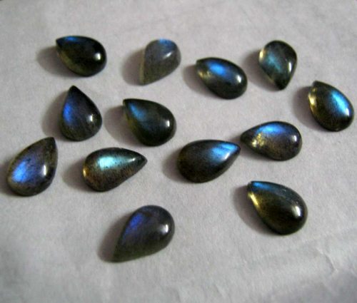 6X4 MM PEAR CABOCHON CUT LABRADORITE RAINBOW EFFECT 5 PC SET