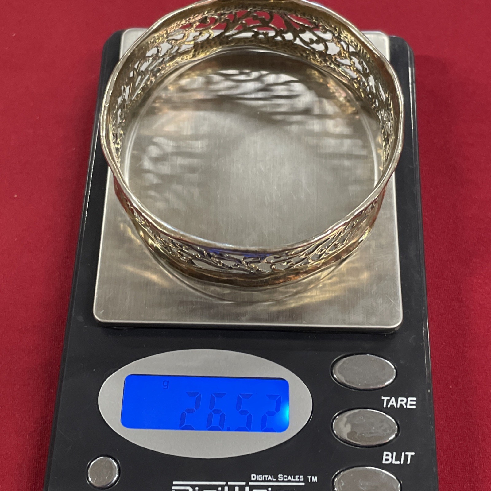 Sterling Silver 925 PZ Paz Creations Israel Filigree Wide Cuff Bracelet