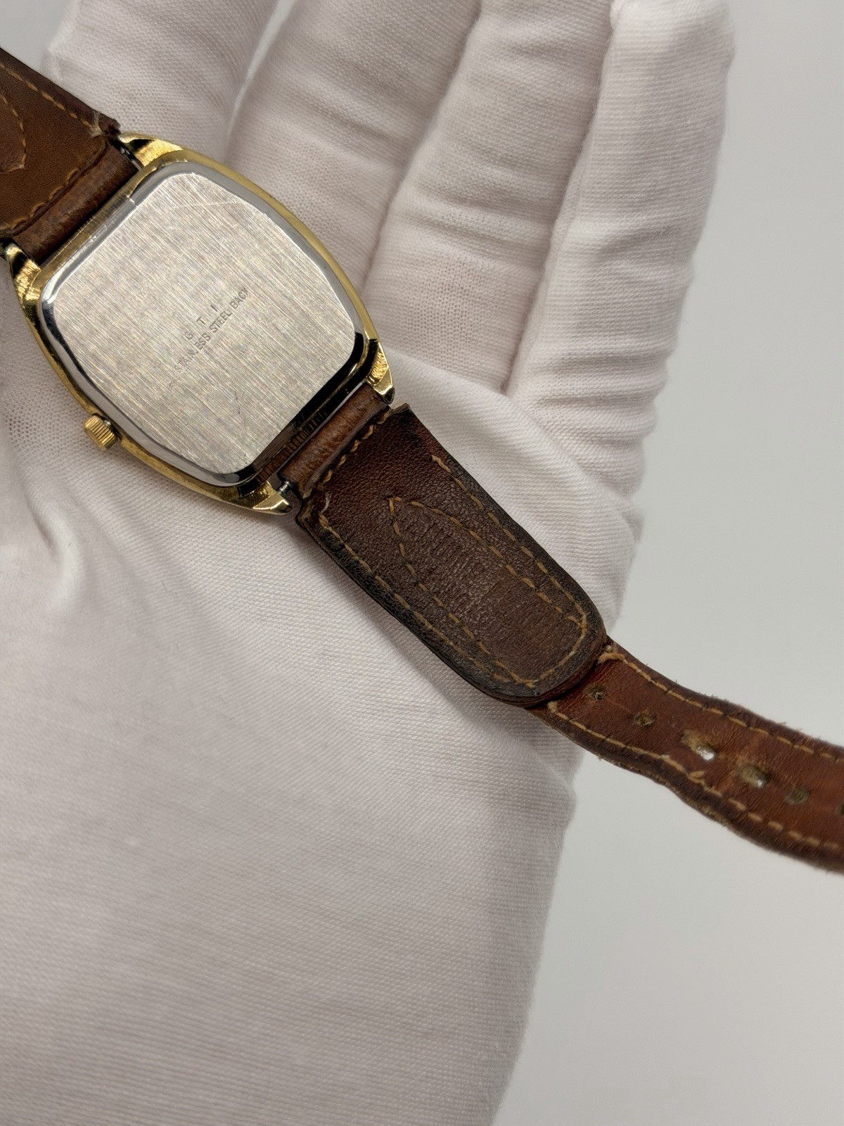 Vintage AXCESS Moon Phase Quartz Watch French Movt Date Western Leather Band
