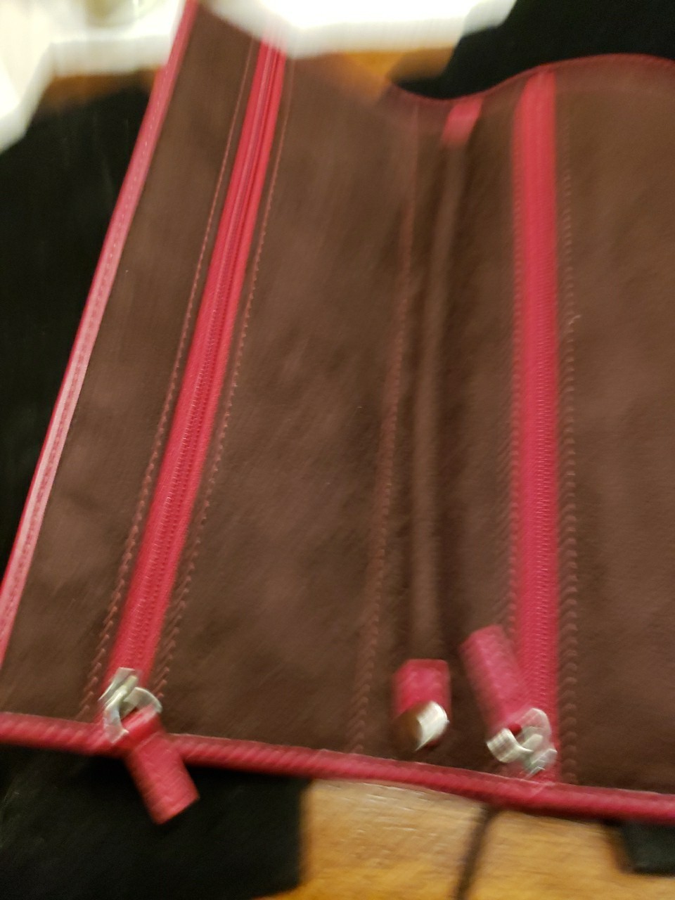 Beautiful Red Leather JMR Jewelry Roll Travel Case Jewelry Organizer for Women!