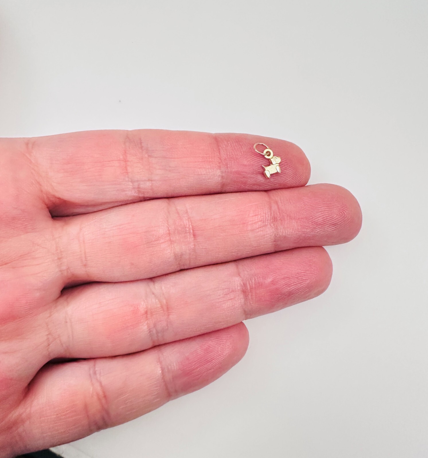14K Solid Yellow Gold Teeny Tiny – Very Small Dog Puppy Charm Pendant 10x6mm