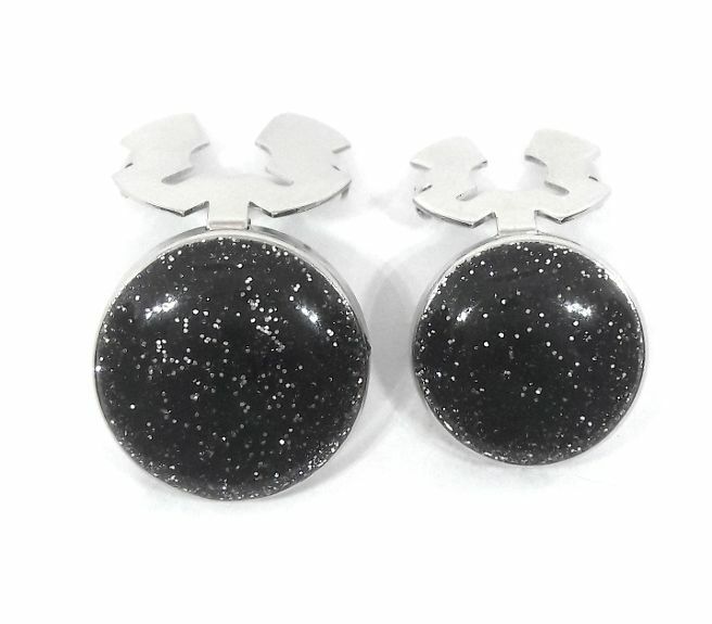 BLACK DIAMOND DUST SHIRT BUTTON COVER SET OF 7