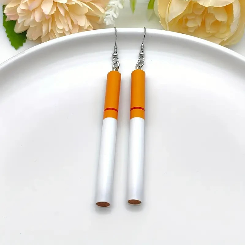 Cigarette Earrings, Long Cigarette Earrings, Hypo Allergenic, Novelty Earrings