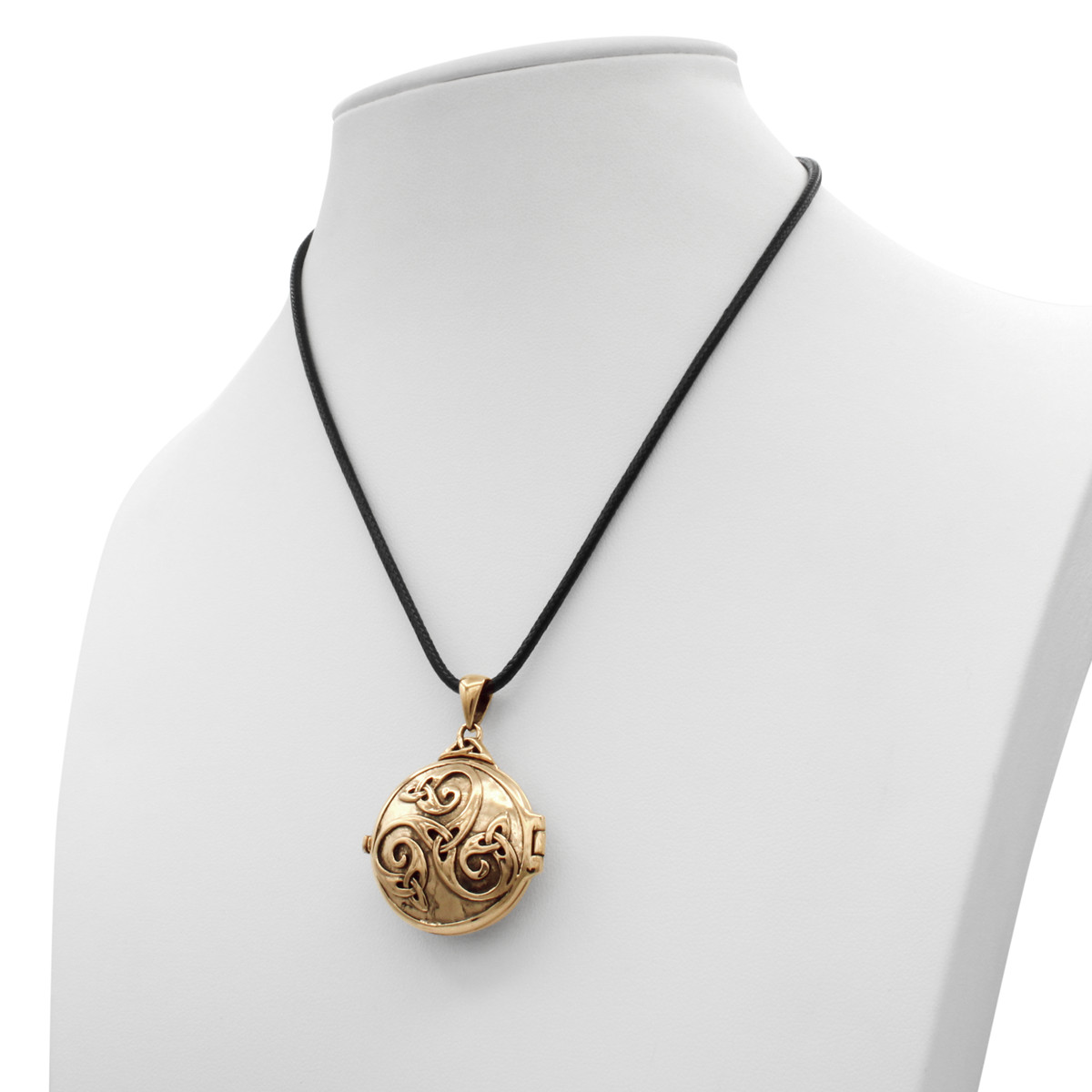 Bronze Celtic Swirl with Hidden Pentacle Locket Wicca Pentagram by Dryad Design