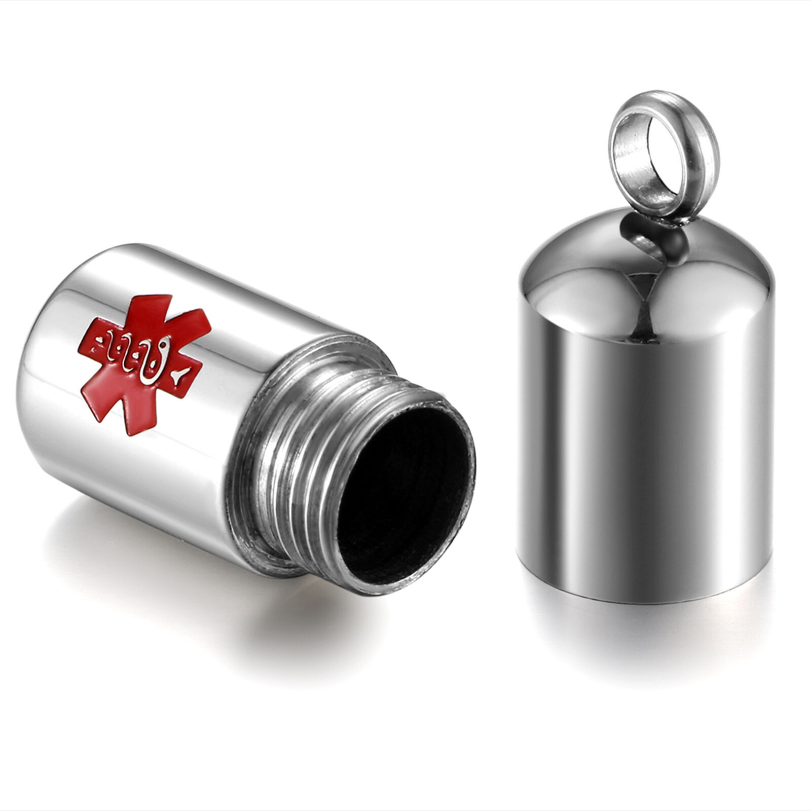 Stainless Steel Medicine Pill Keepsake Capsule Pendant Necklace Free Engraving
