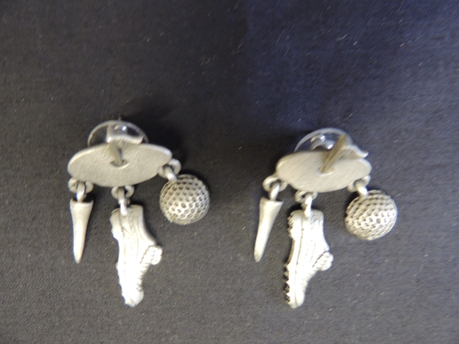 Vintage JJ Silvertone Golf Hole in One Earrings Shoe Ball Golf Tee Flag Novelty