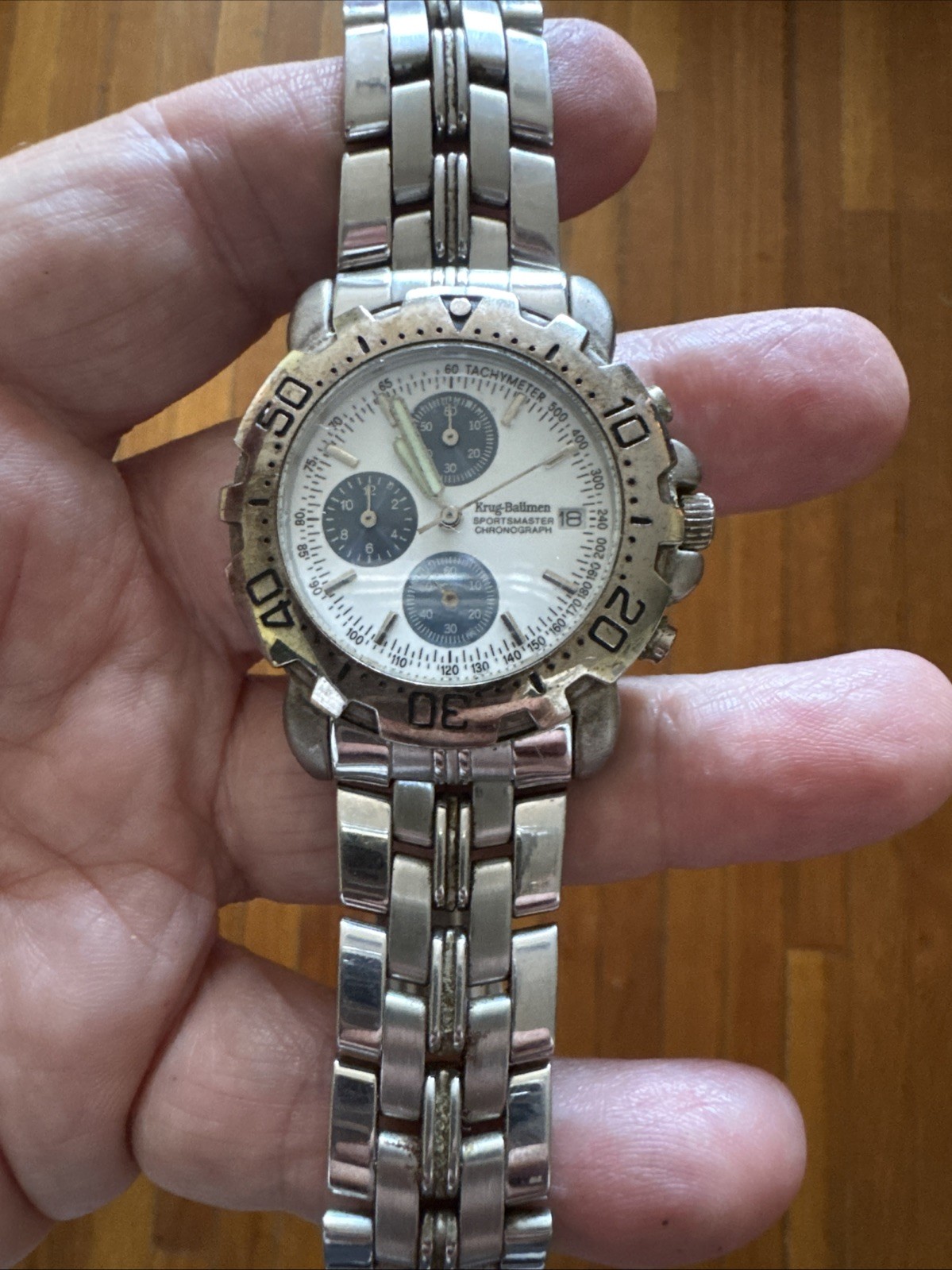 Krug-Baumen Sportsmaster Chronograph Men’s Watch Date Tachymeter 7186G WR 3ATM