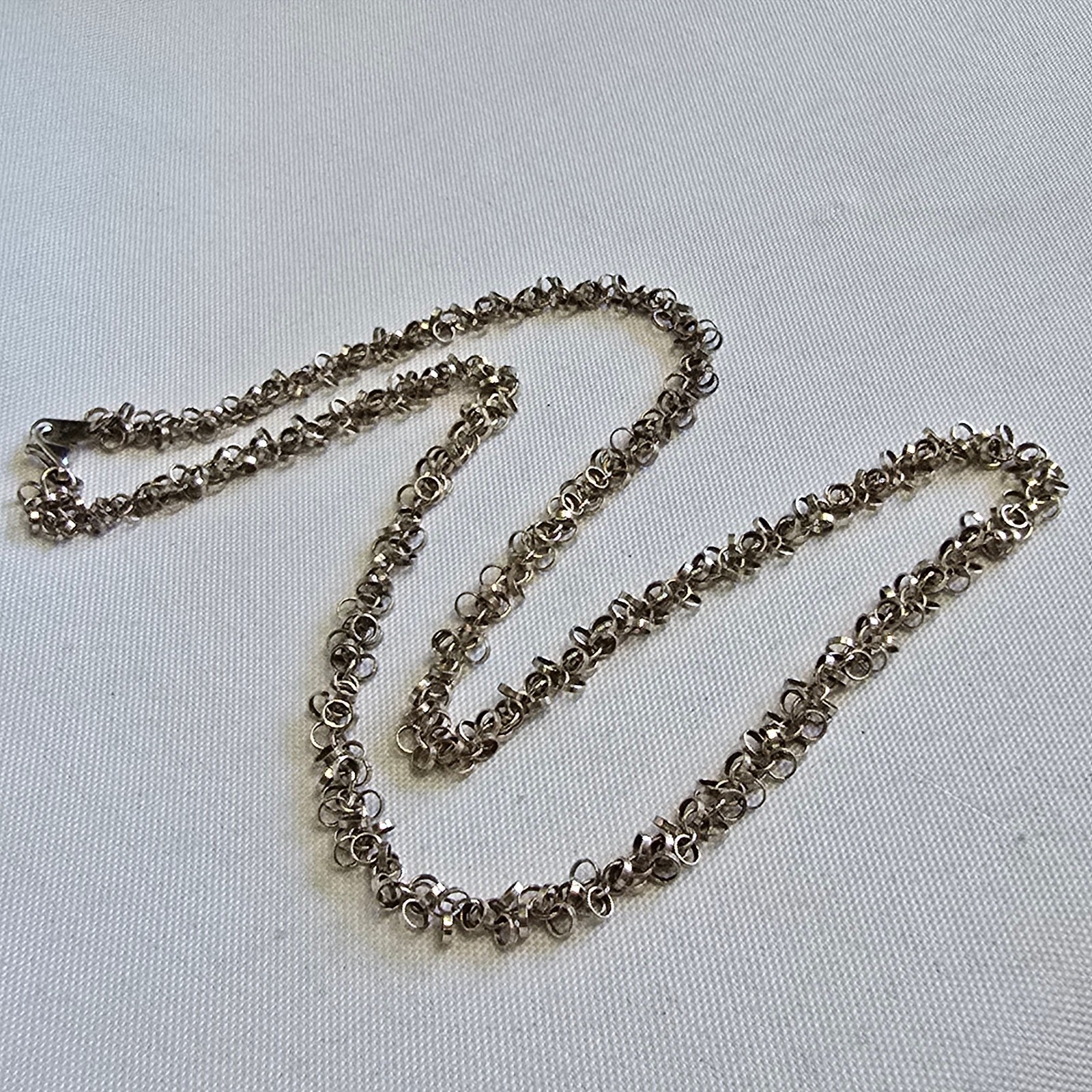Sterling Silver Necklace 15.7g Fine Jewelry 22″ Unique Chain Lobster Clasp