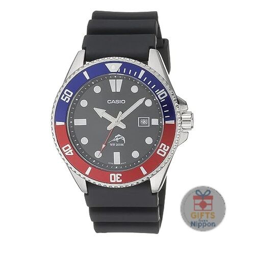 Casio MDV106B-1A2 Diver’s Watch Blue Red 200M Quartz 44mm Men’s New Overseas