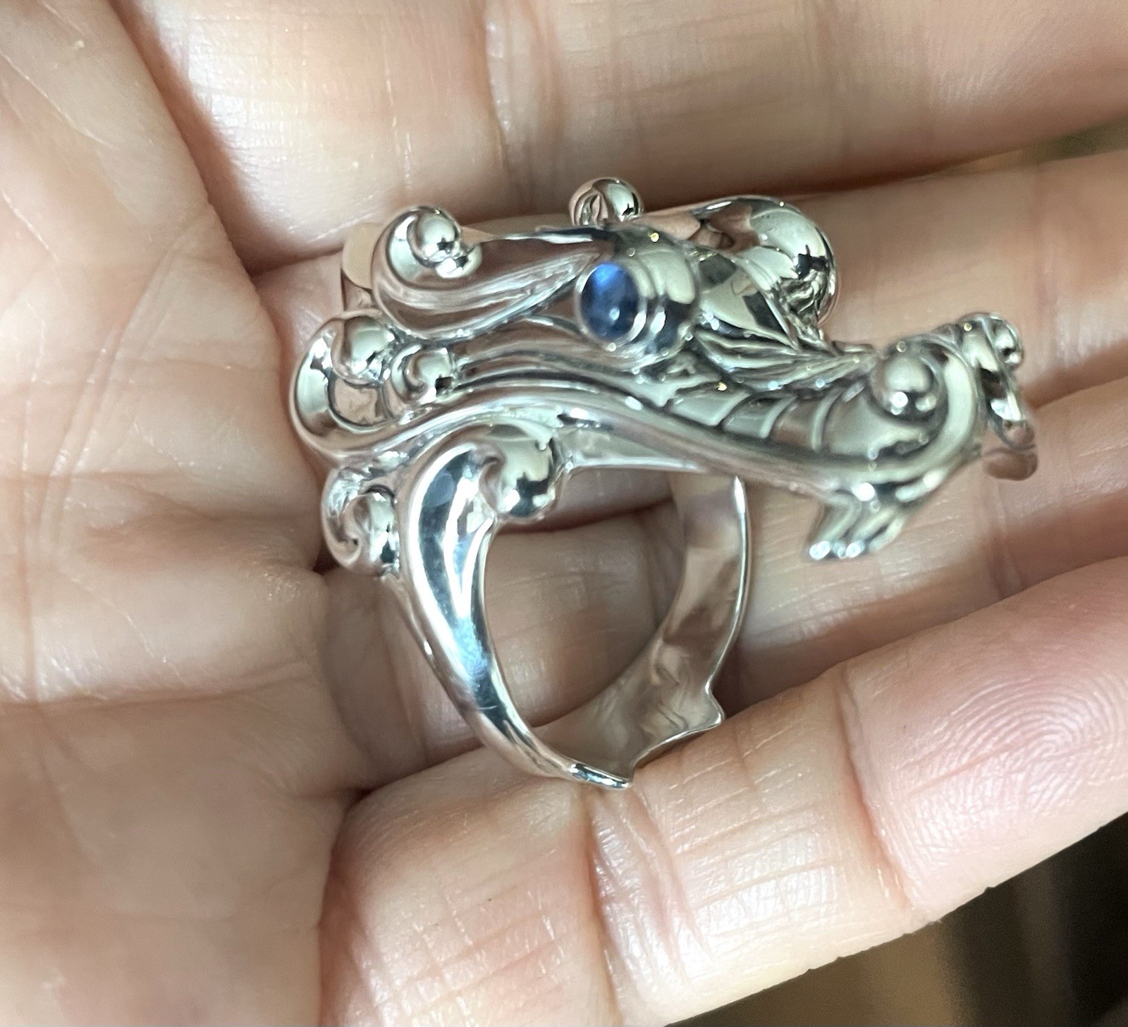 JOHN HARDY Legends Naga Dragon men’s ring sapphire 925 Silver $995 sz 11 New 27g