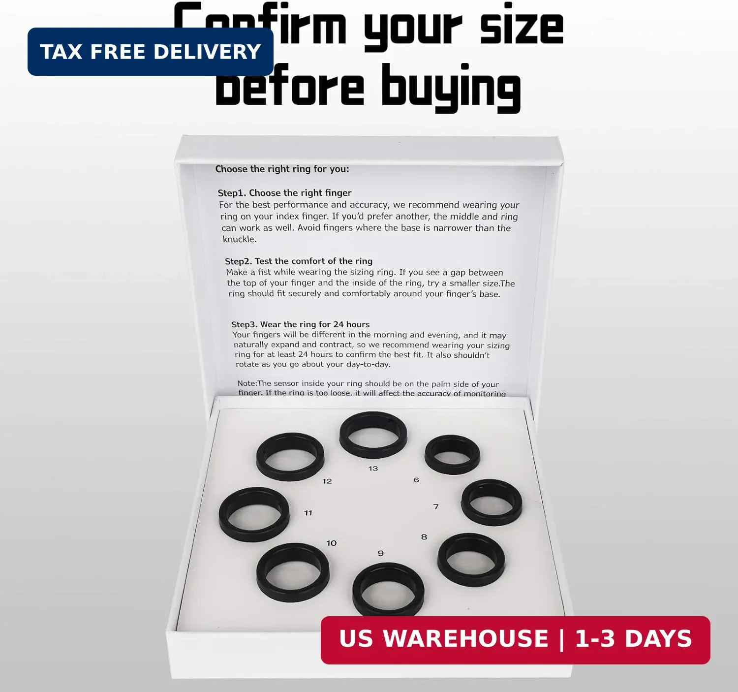 Smart Ring Sizing Kit – 8 Sizes (6-13) for Men & Women – Accurate Measurement To