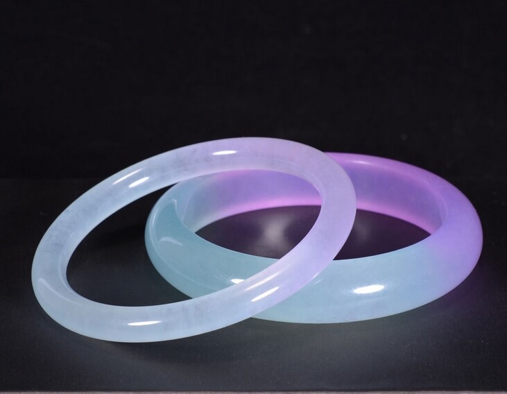 Natural Lavender Blue Jade Jadeite circle flat Bracelet 56-66mm Jewelry