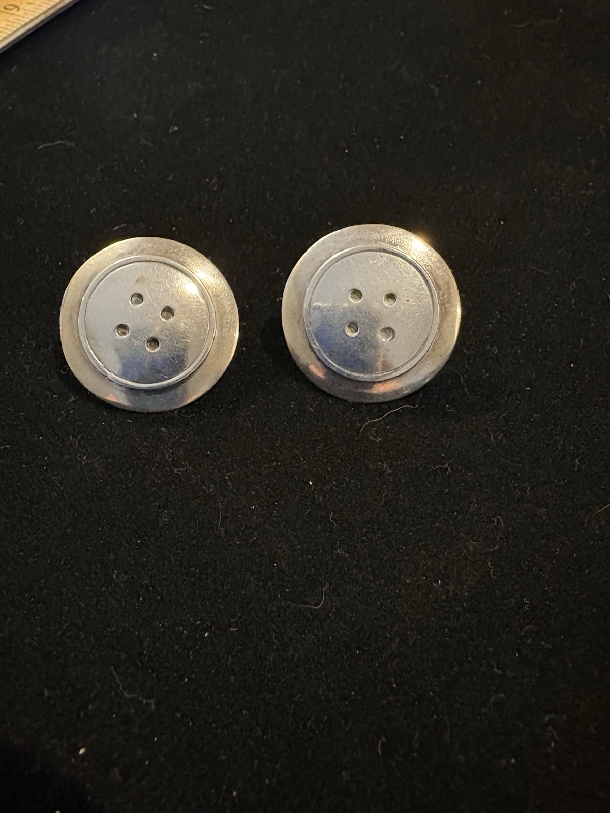 Mexico Vintage 925 Sterling Button Disc Earrings