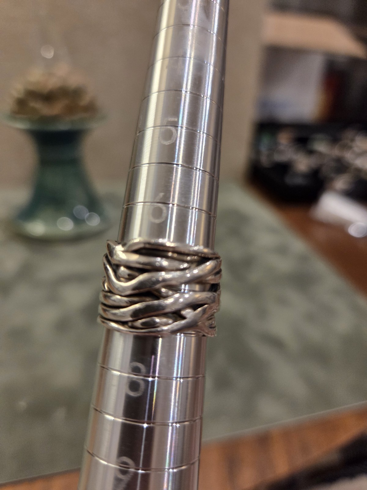 Signed Silpada Sterling Silver Ring With White Coin Pearl And Woven Band Size 7