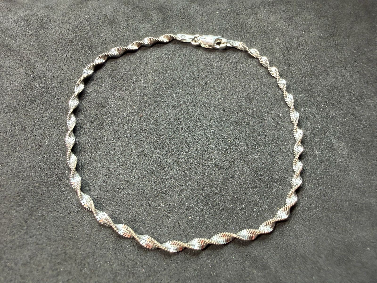 2.32g Vintage Sterling Silver 925 Twisted Chain Bracelet 8 in M