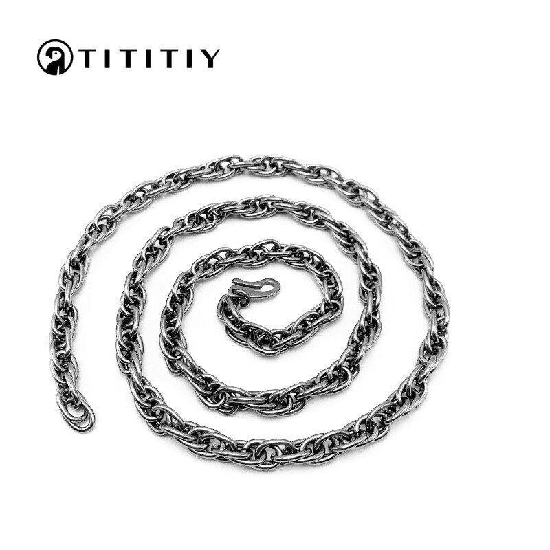 21.6/23.6/25.6 Inch Pure Titanium Twisted Necklace 7mm Anti Allergic Trend Item