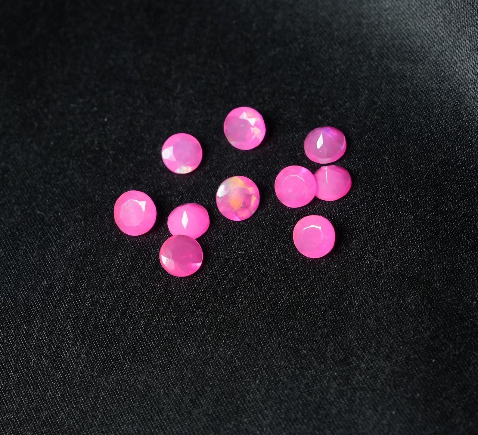 Natural Pink Ethopian Opal Round Faceted Cut 3mm To 10mm Loose Gemstone