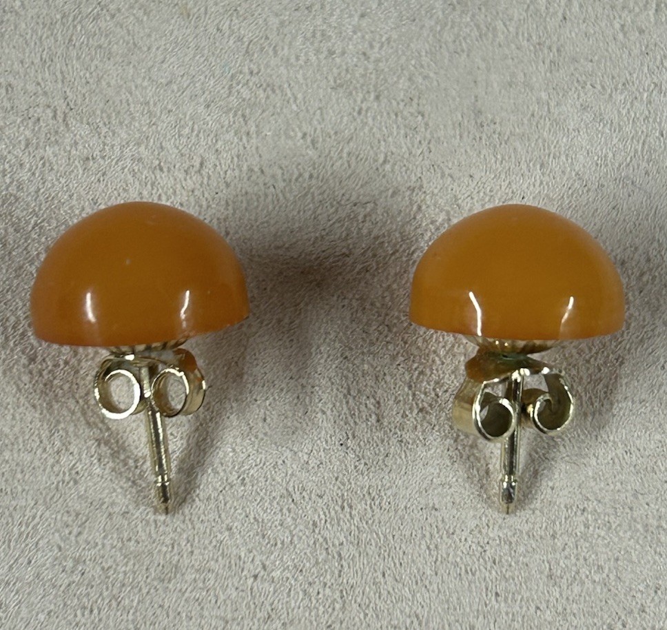 VTG Real Egg Yolk Baltic Amber Stud Earrings