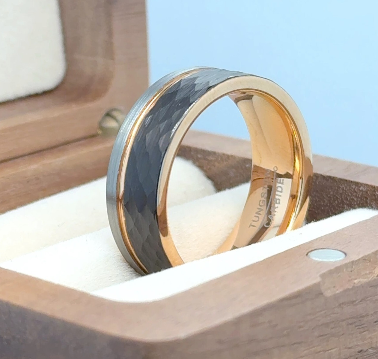Husband Gift Ring Brushed Finish Ring Rose Gold Silver Black Tungsten Band