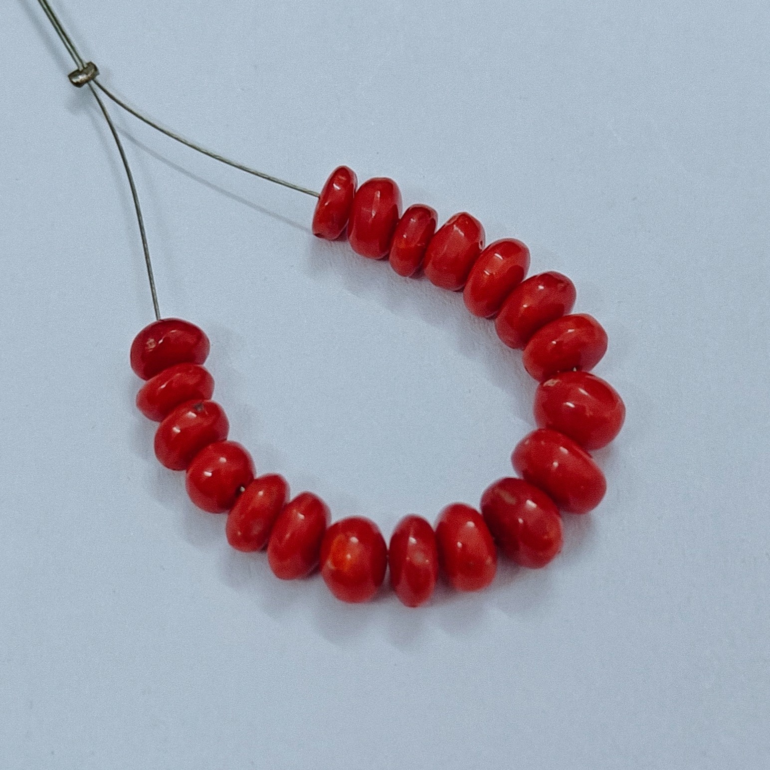 Natural Red Coral Rondelle Beads Loose Gemstone Italian Jewellery Supply 22 Cts