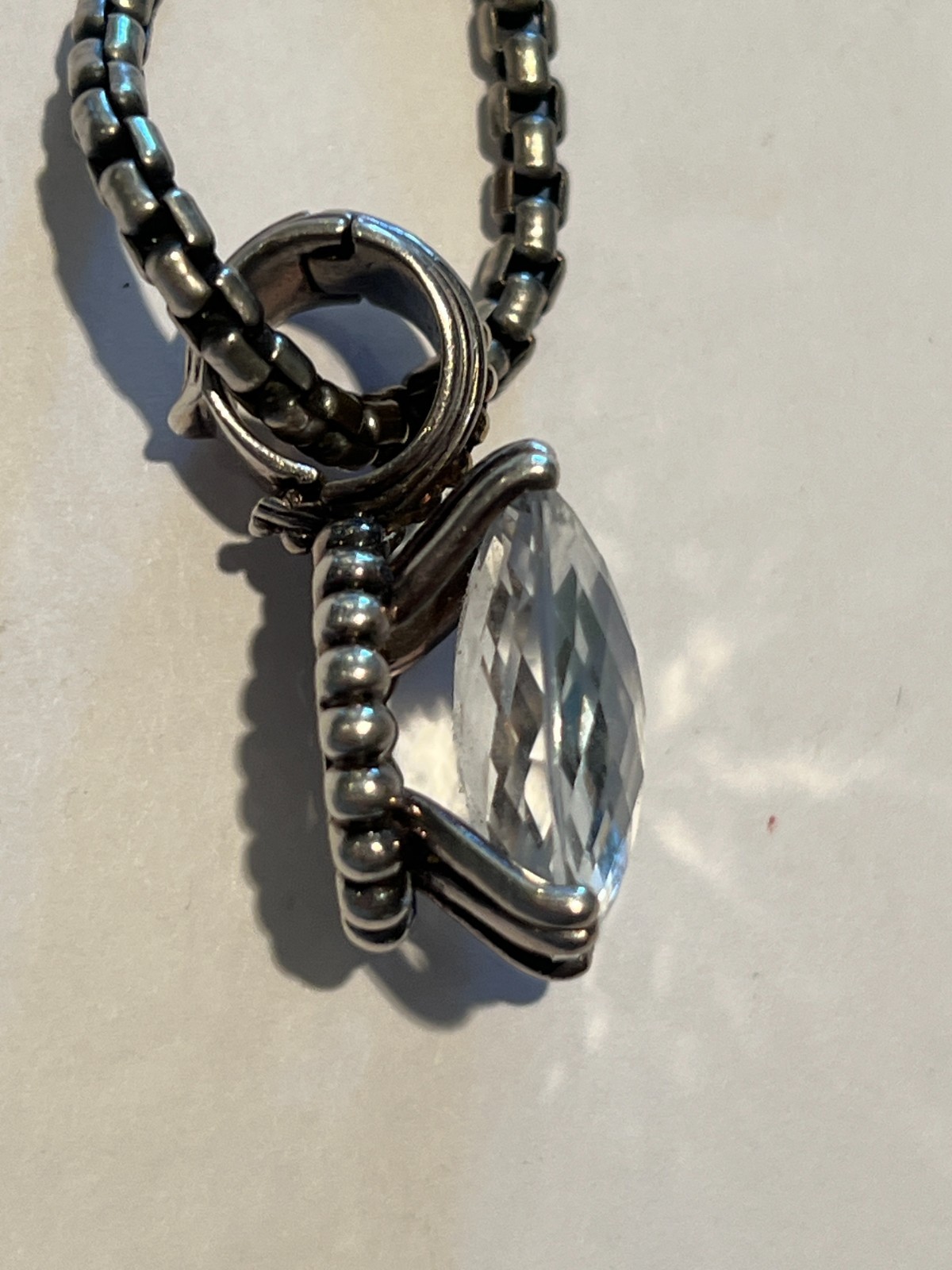 LAGOS Sterling & 18kt Gold Caviar Pendant Chain White Topaz Stone