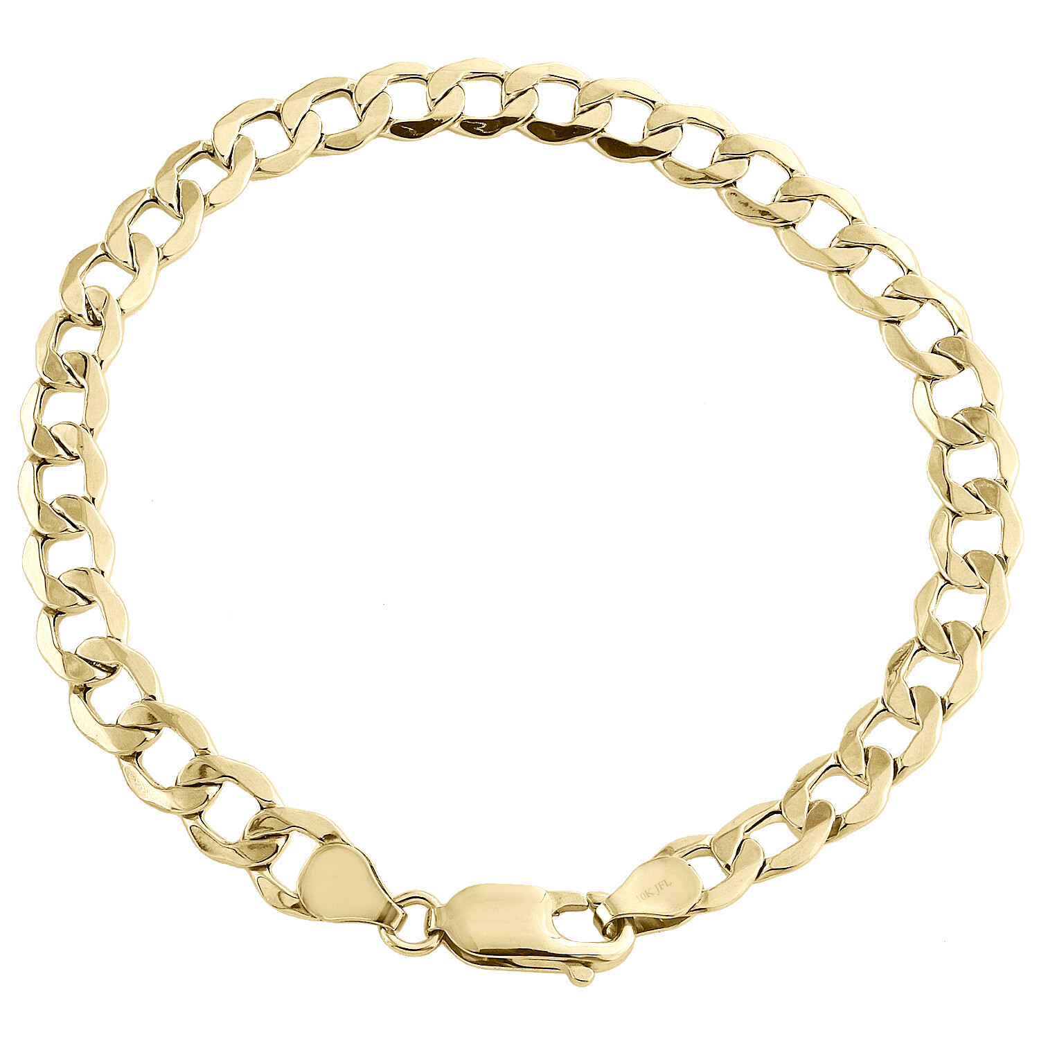 10K Yellow Gold 6.50mm Hollow Plain Cuban Curb Link Mens Bracelet 8 – 9 Inches