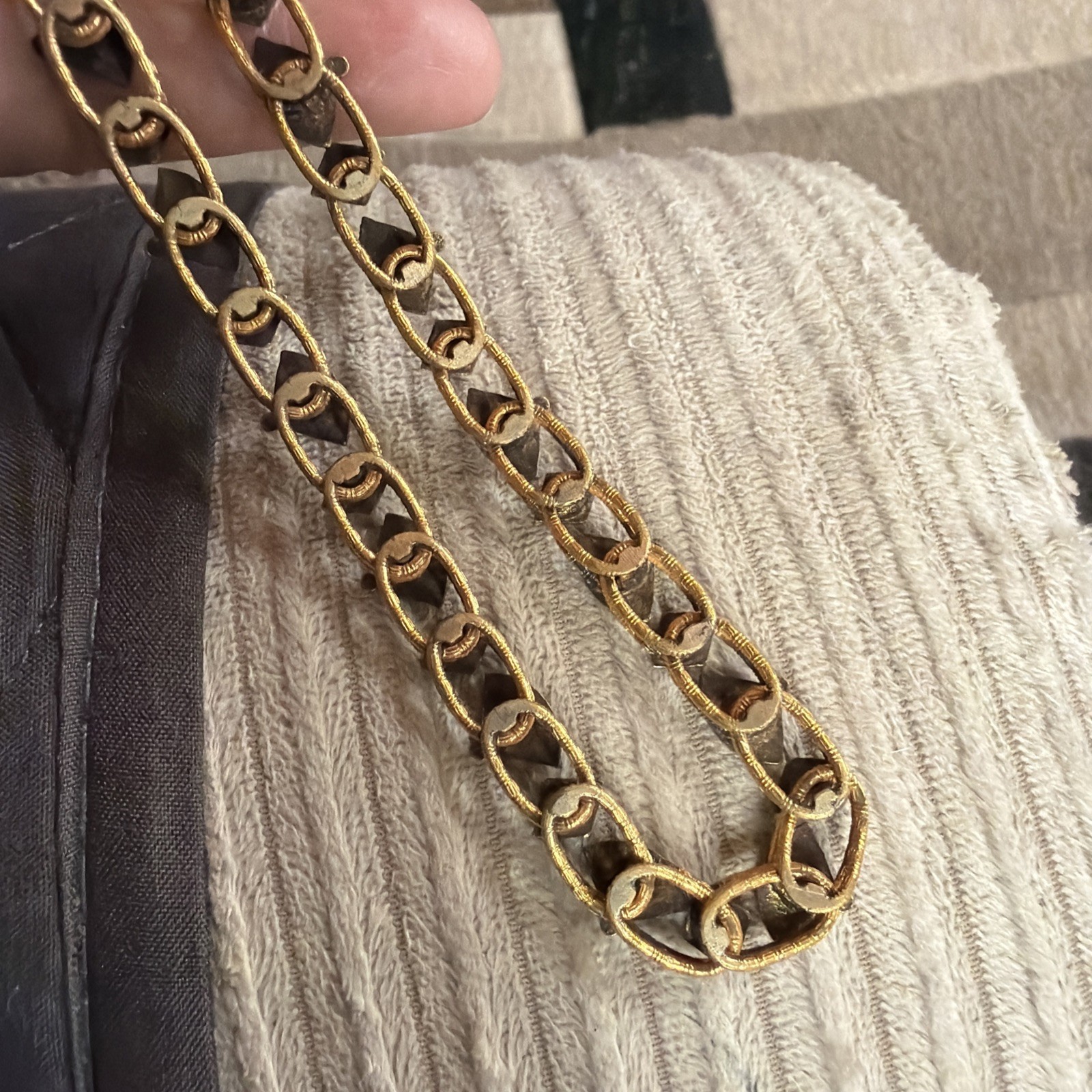 Victorian Etruscan 48g Gold Fill Book Chain Necklace Slide GF Locket Tiger Eye