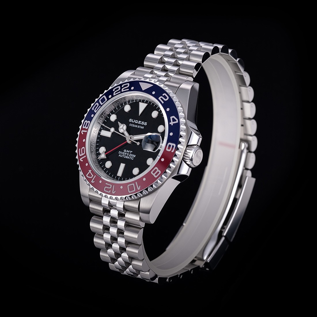 SUGESS S420-2 GMT Automatic Steel Black Blue Red Date Sapphire Men’s Watch
