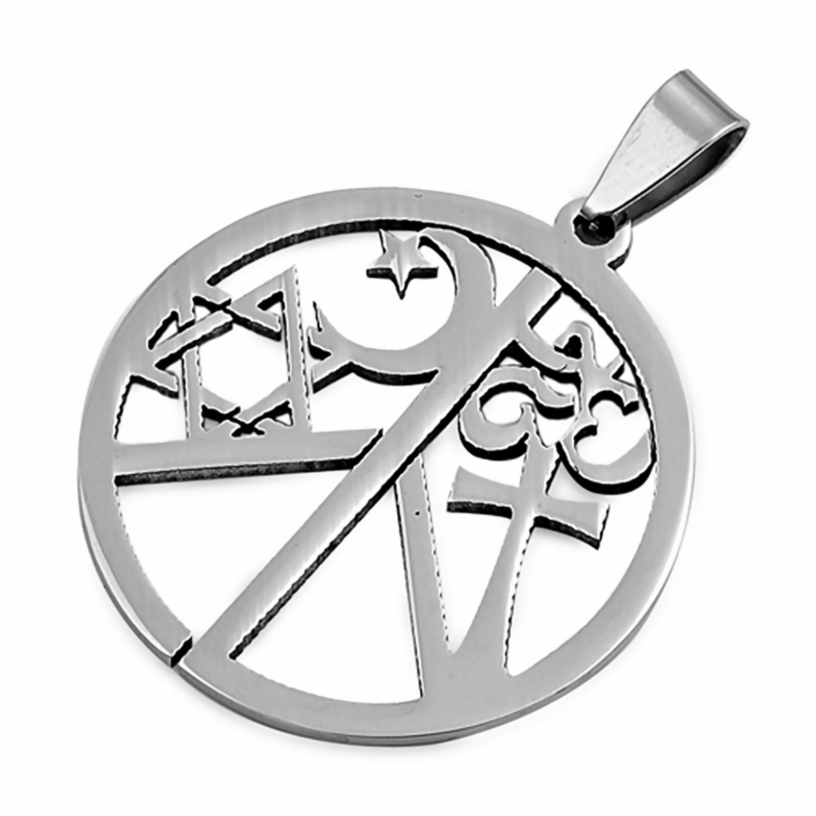 Coexist Necklace Stainless Steel Peace of Religions Pendant Womens Mens Jewelry