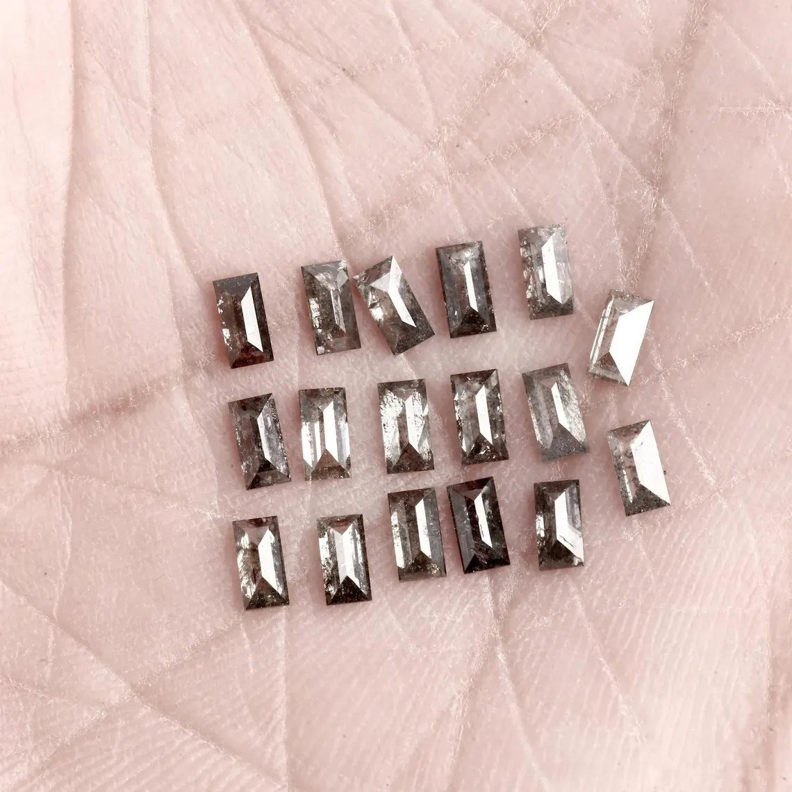 Tiny 2X1mm Salt And Pepper Baguette Diamond Natural Faceted Melee Baguette Loose