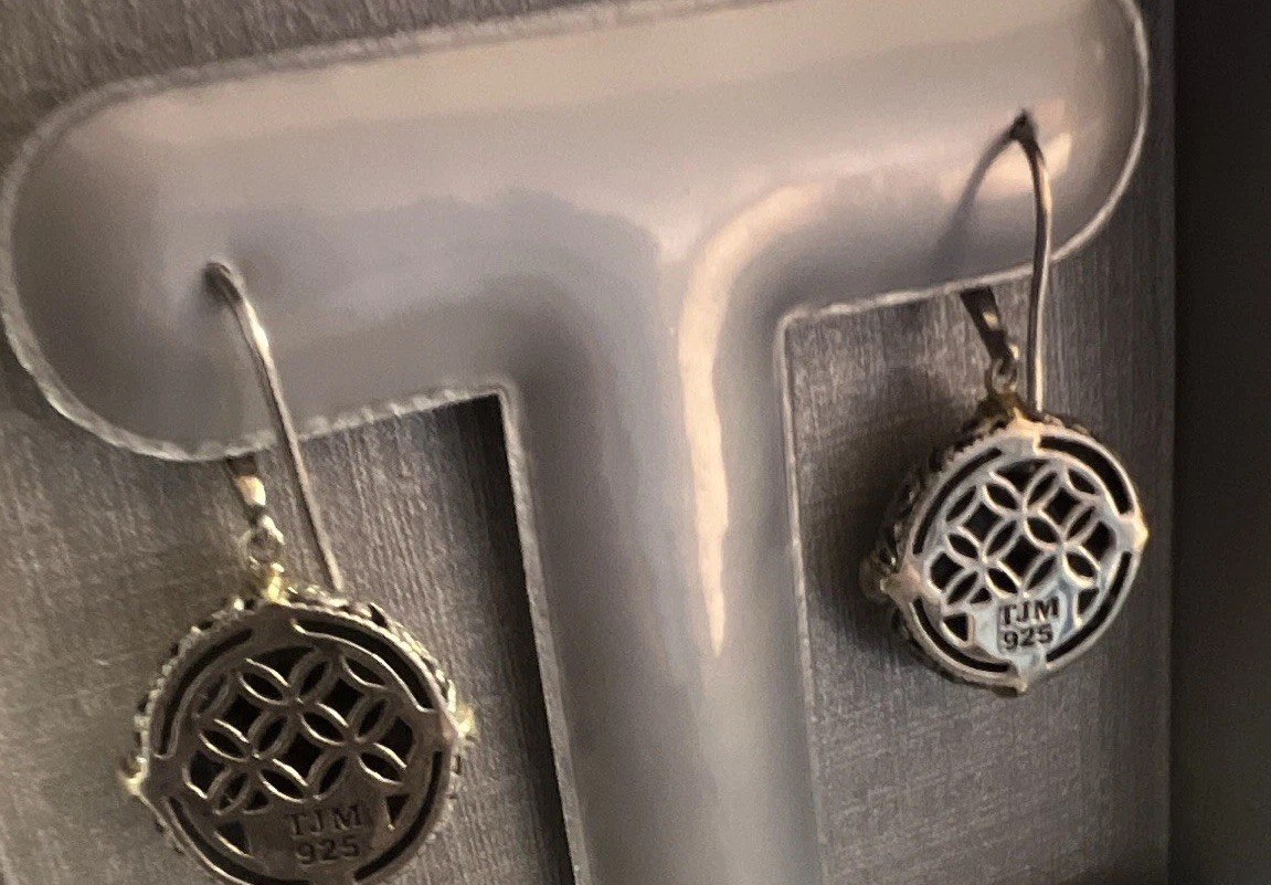 Zales 925 Sterling Silver Round Dangle/Drop Hook Earrings, Signed