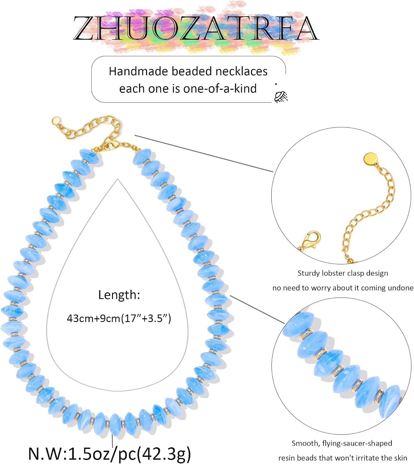 Durable and Stylish Beaded Necklace for Summer: Ideal Birthday Gift for Women