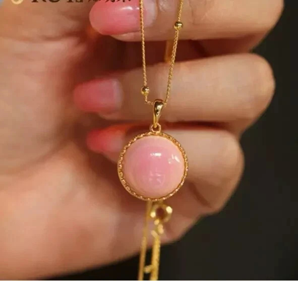 gorgeous 18mm natural pink conch pearl pendant 925s