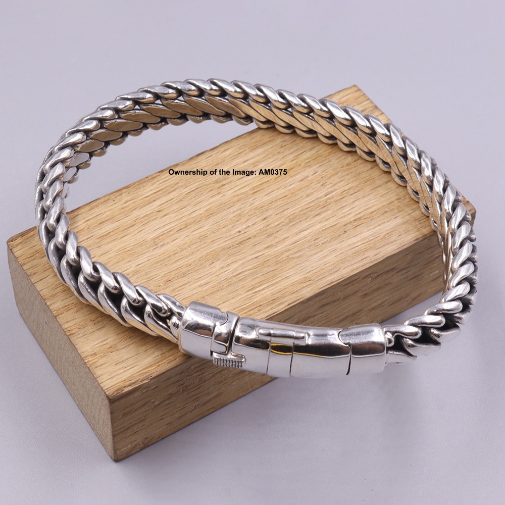 NEW Pure 925 Sterling Silver 10mm Curb Link Chain Men’s Bracelet 8.26inch 58-60G
