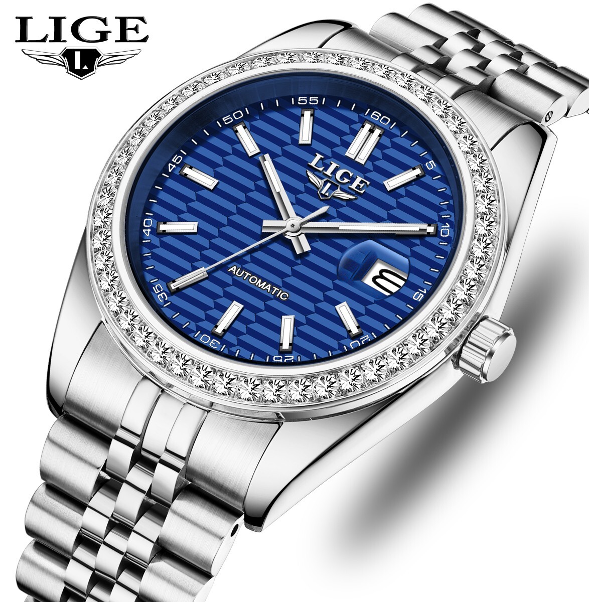 Men Luxury Watch Automatic Mechanical Date Luminous Waterproof Casual Wristwatch