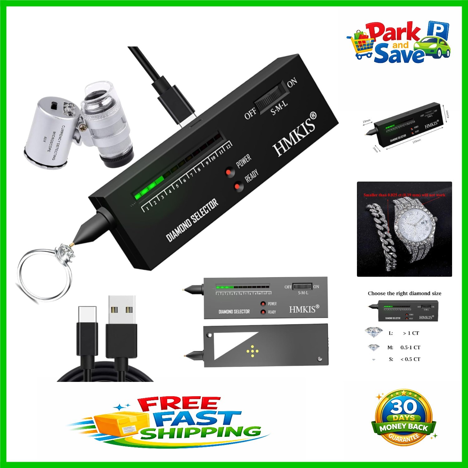 Luxury Diamond Testing Kit: 60X Magnifier & Thermal Tester for Jewelry Appraisal