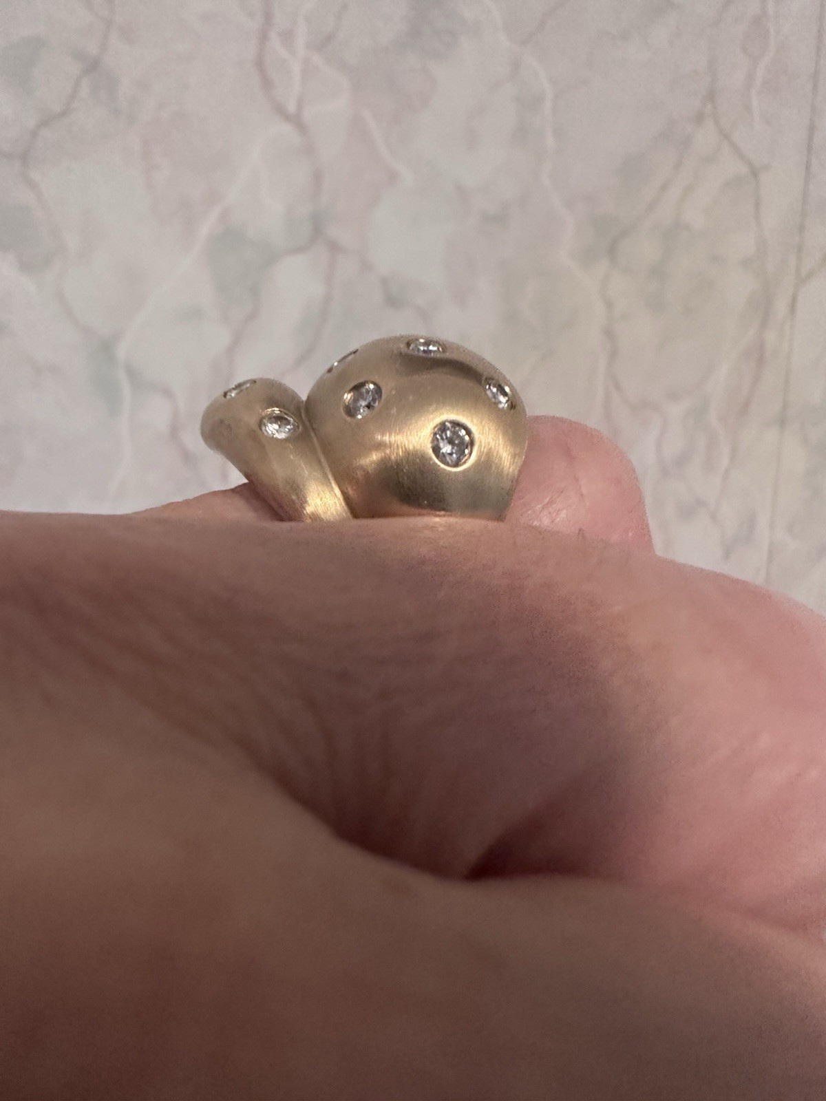 14KT YELLOW GOLD DIAMOND FREE FORM SATIN FINISH RING ~ SHOPNBC ~ Size 6