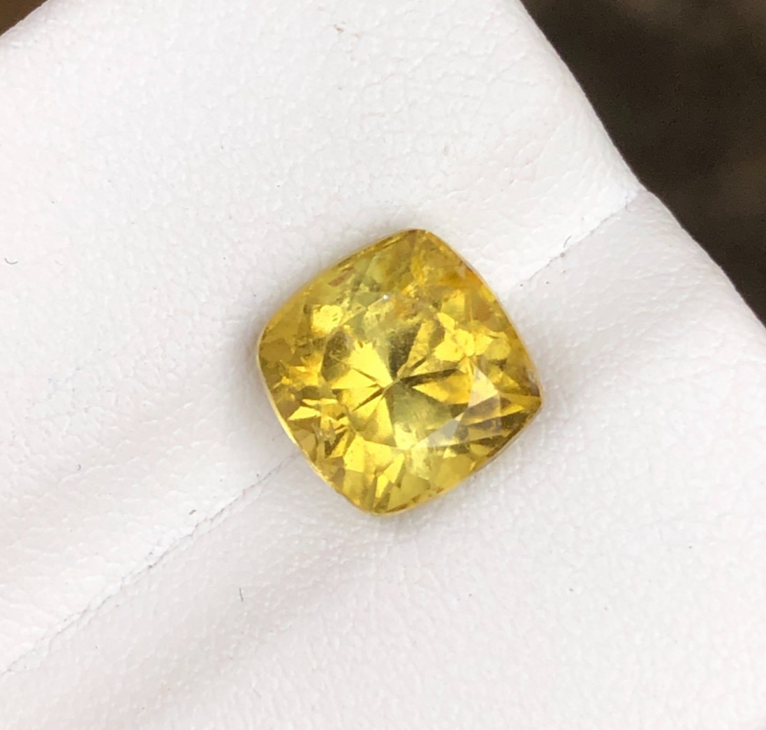 Natural 3.00 CT Yellow Tourmaline From Afghanistan Cushion Cut Loose Gemstone