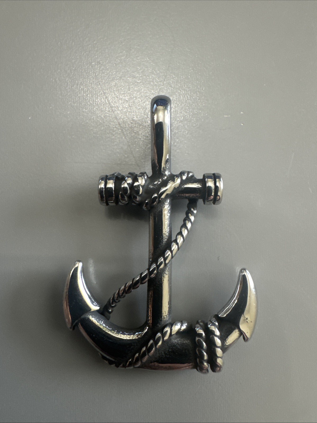 Men’s Silver Stainless Steel Nautical Anchor 45mm Charm Pendant Chain Ocean Sea