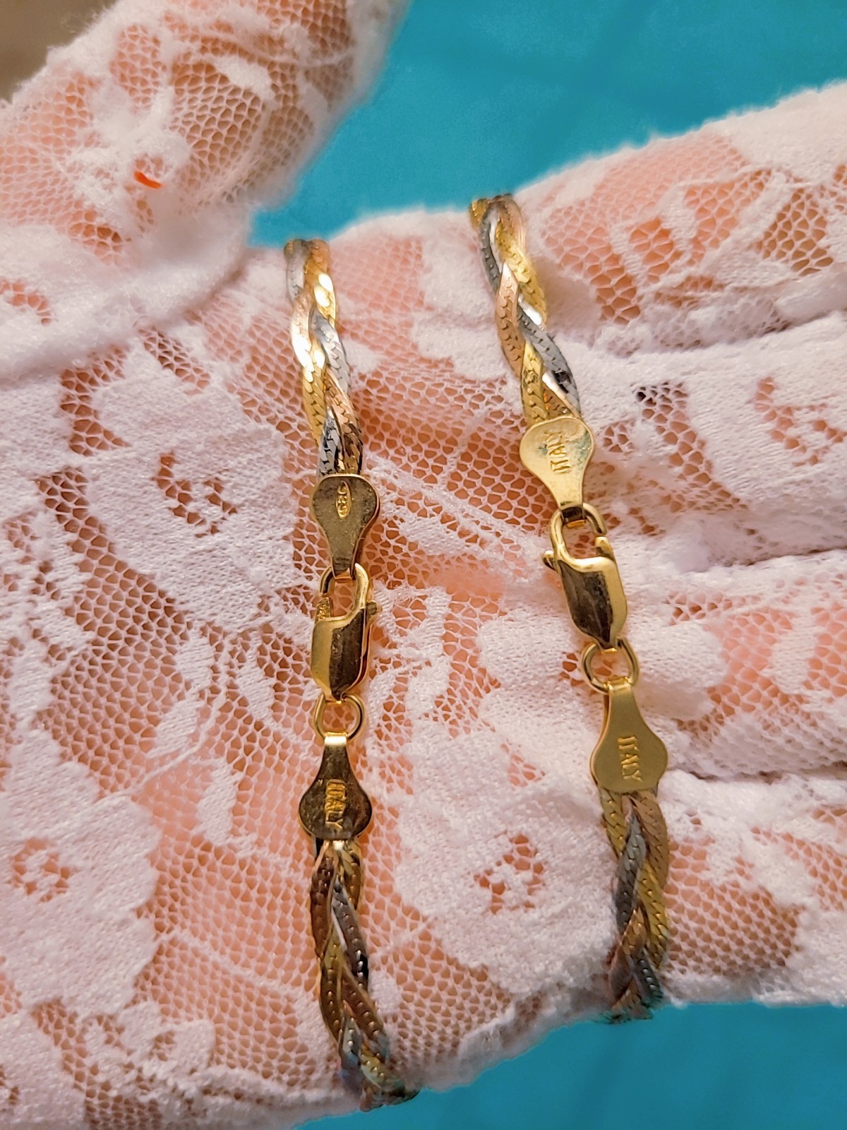 92.5 Pure Italy Silver Twisted Rope Necklace 18in 7.5g & Bracelet 7.5in 3.5g Set
