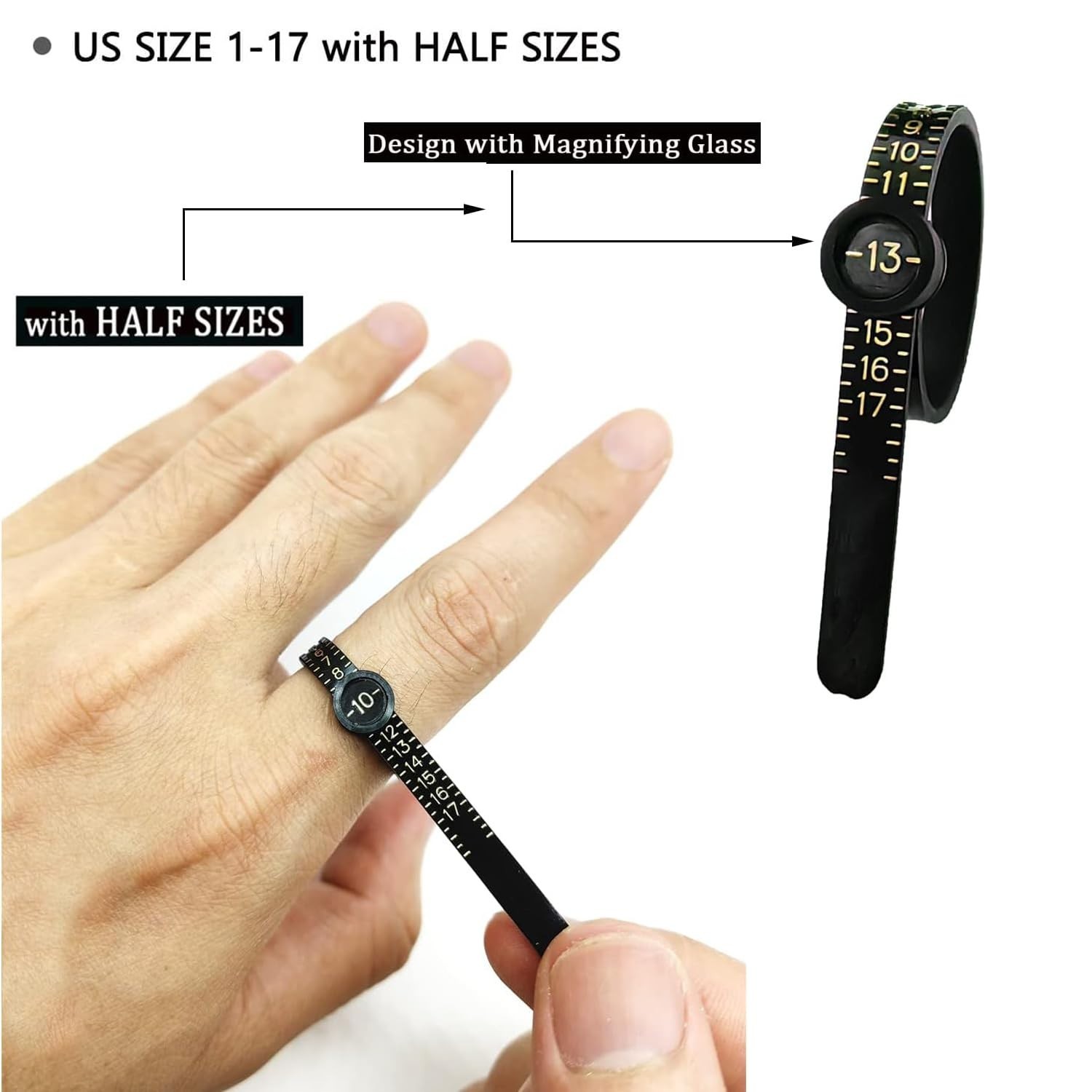 Metal Ring Sizer Tool Kit with Mandrel & Mallet – Jewelry Size Measurer & Reshap