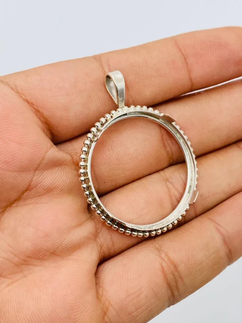 Coin Bezel One Ounce Silver Panda 40mm Sterling Silver Soldered Bail pendant