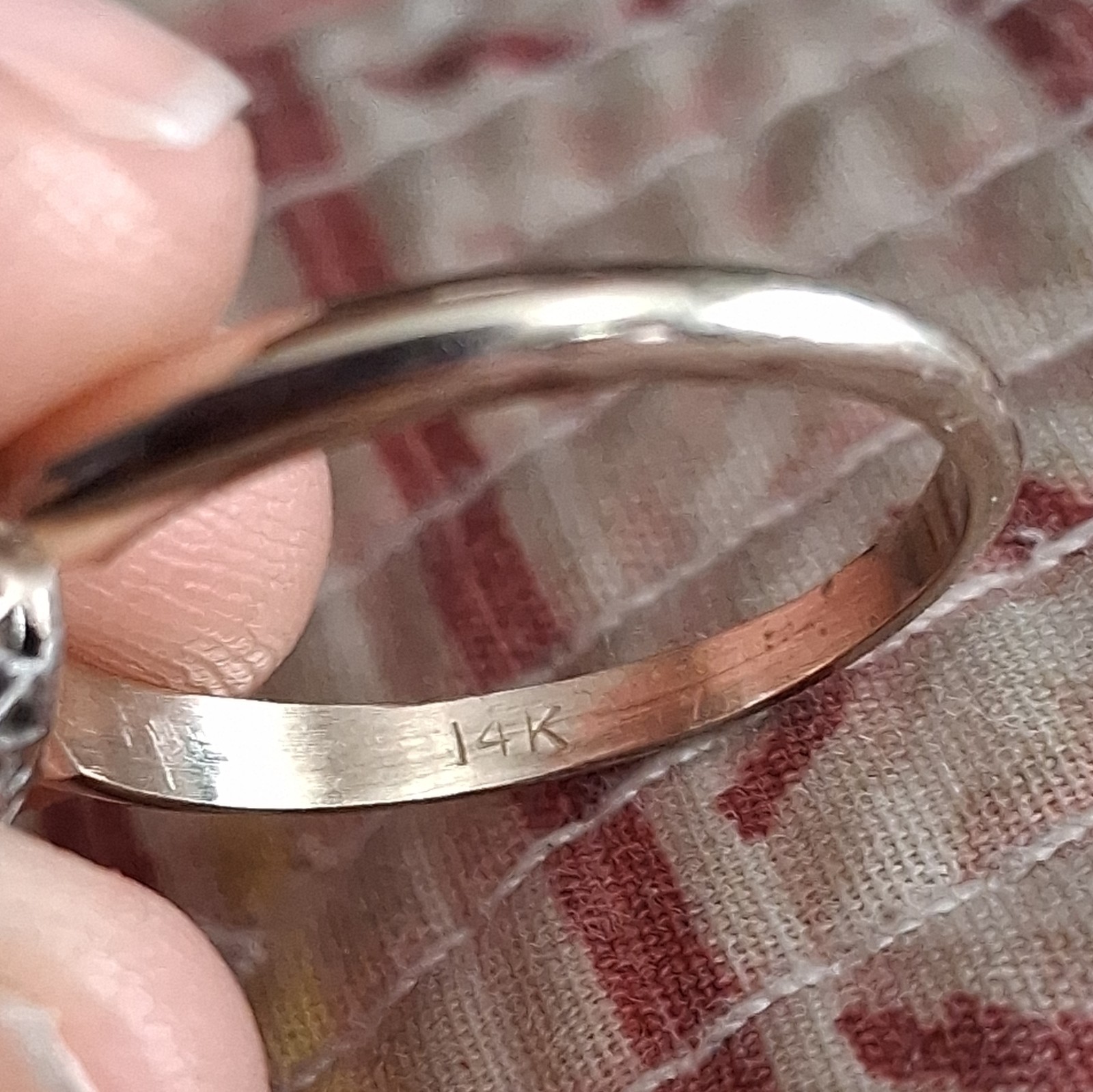 14K White Gold Diamond Ring Round Natural White/Colorless Bezel Cluster, Size 8