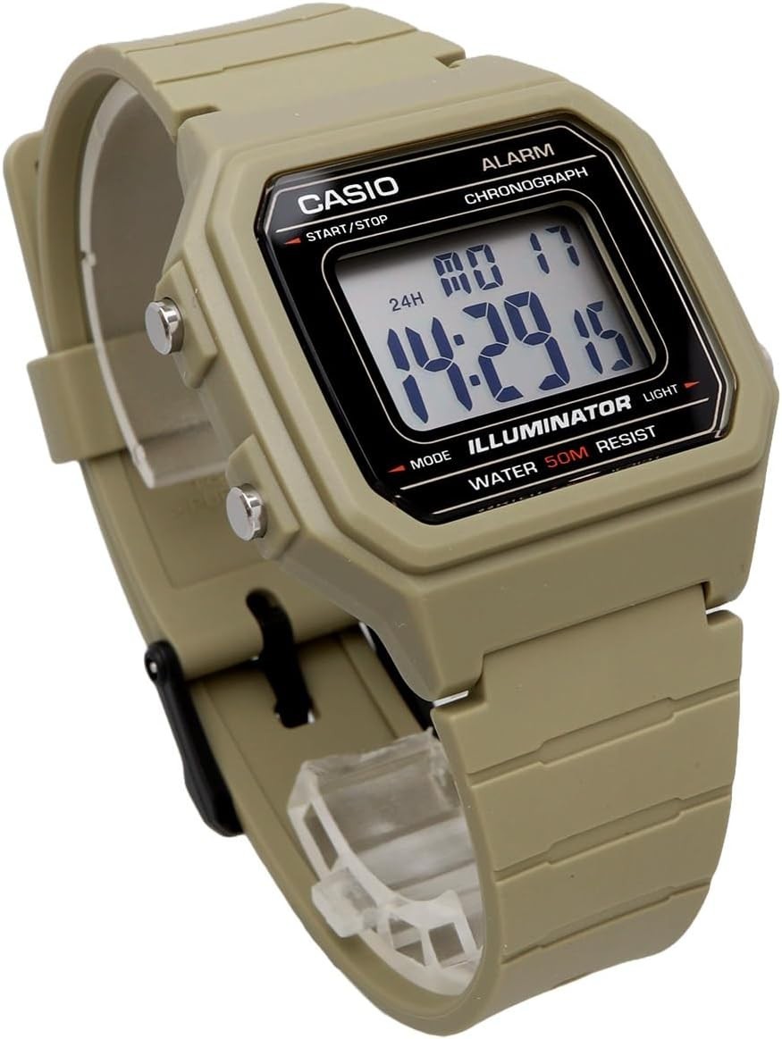 Casio W-217H-5AV Digital Watch LED Alarm Stopwatch 50M Water Resin Brown Quartz